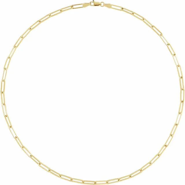 14K Yellow 3.85 mm Elongated Link Cable Chain Necklace